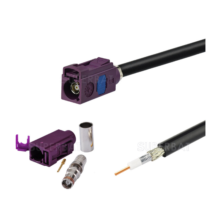 Fakra 公头面板安装电缆连接器定制射频电缆组件