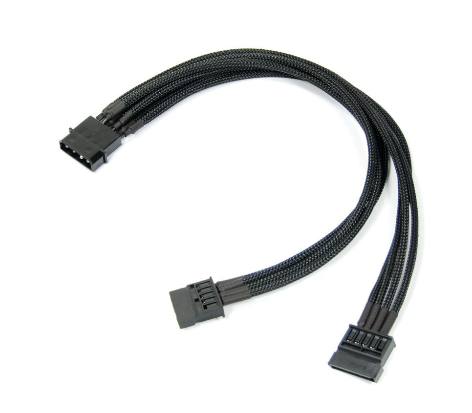 高品质 Molex 至 2x SATA 电源延长线组件 30 厘米