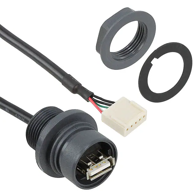 USB A 型 IP 等级连接器，带 5 路压接连接器电缆组件