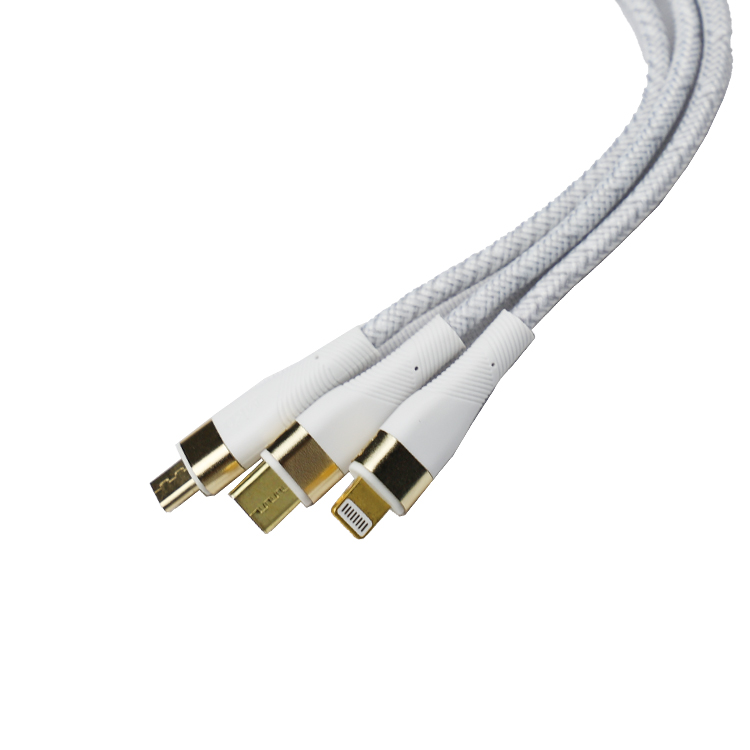 超级快充加粗锌合金数据线一拖三带灯适用安卓苹果华为