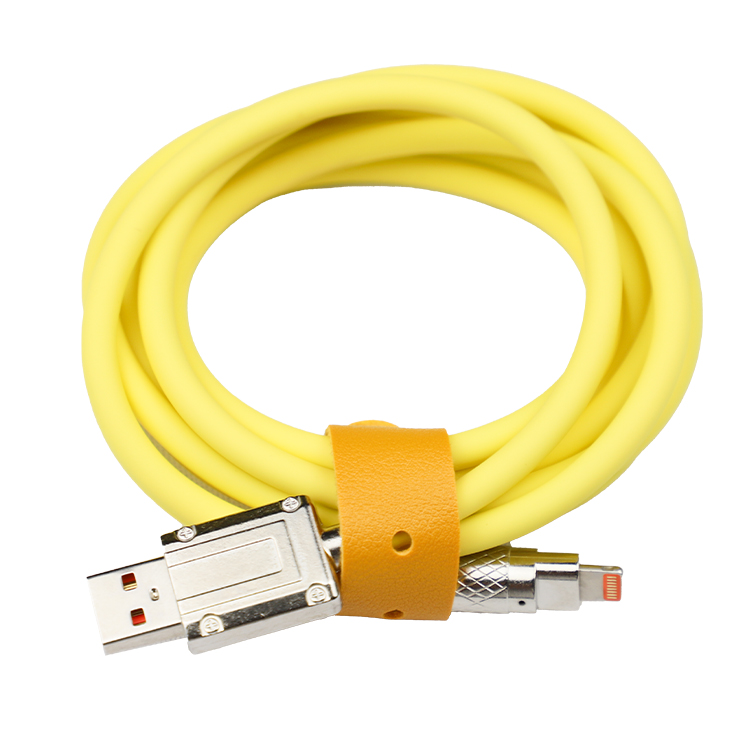 新款锌合金硅胶USB快充数据线加粗6A充电线适用苹果安卓Type-c