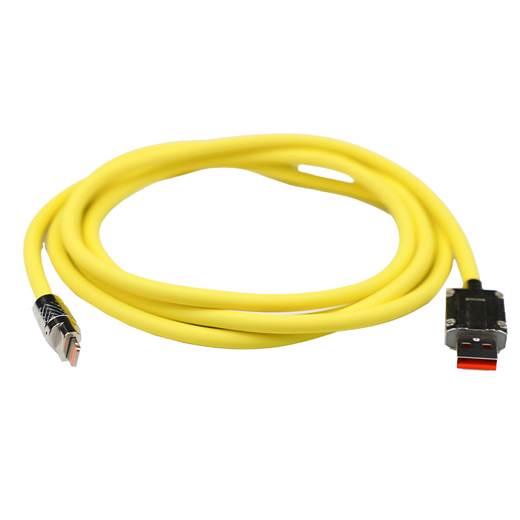 新款锌合金硅胶USB快充数据线加粗6A充电线适用苹果安卓Type-c