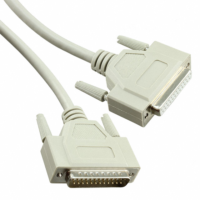 D-Sub 电缆组件 DB25 灰色，单股（圆形） 3.28'（1.00m） 插座，母型插口 至 插头，公引脚 屏蔽 多样化选择 锐诚达